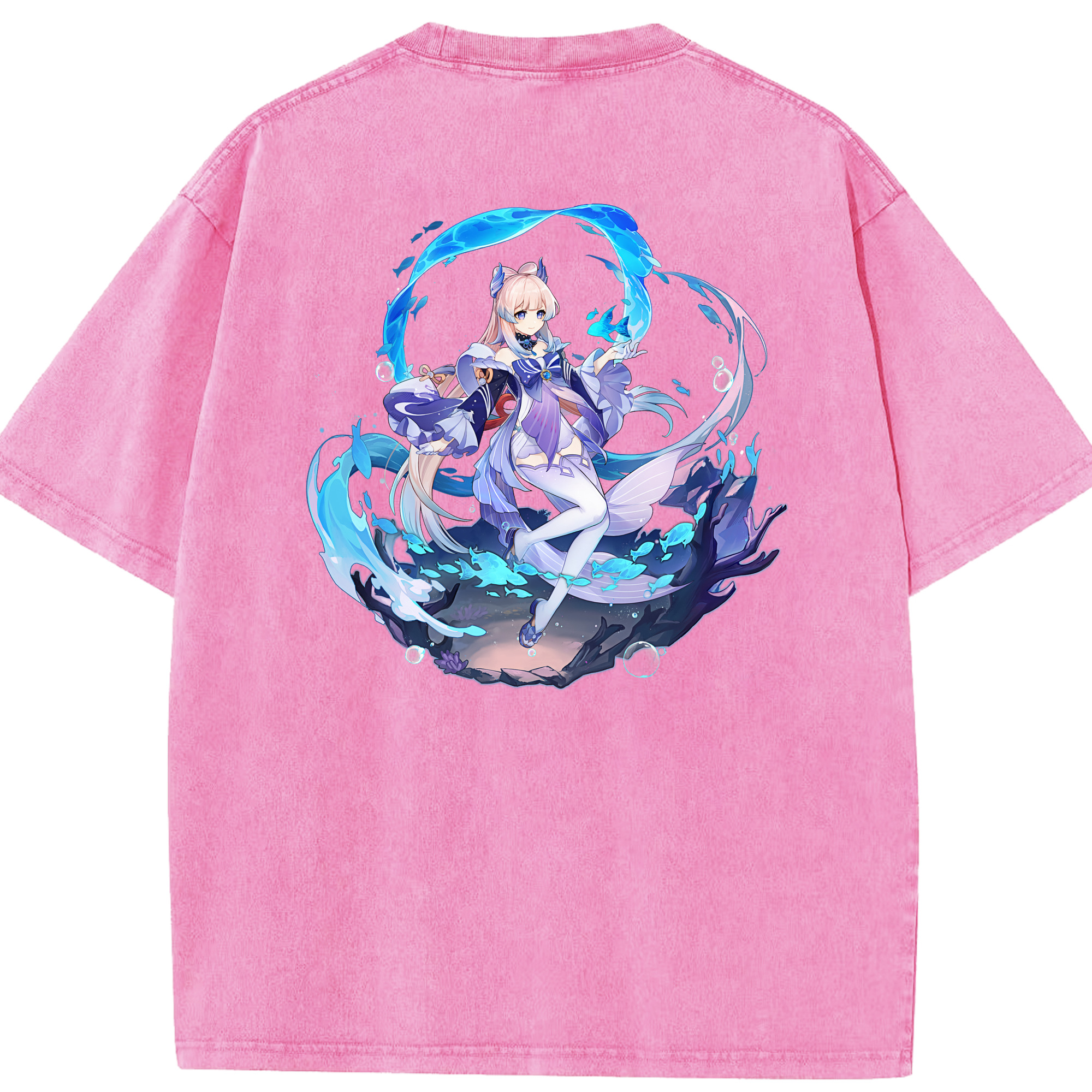 げんし神 珊瑚宮心海 サンゴノミヤ・ココミ genshin Sangonomiya Kokomi 綿100% ヴィンテージ風 半袖Tシャツ（背面プリント）